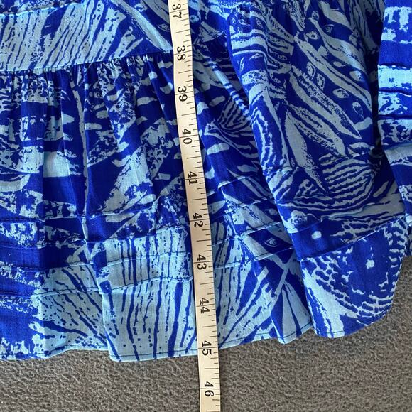 Vtg 80s 90s Two Potato Laguna Beach Midi Tiered Muumuu Dress XS Cotton Blue NOS - Picture 14 of 16